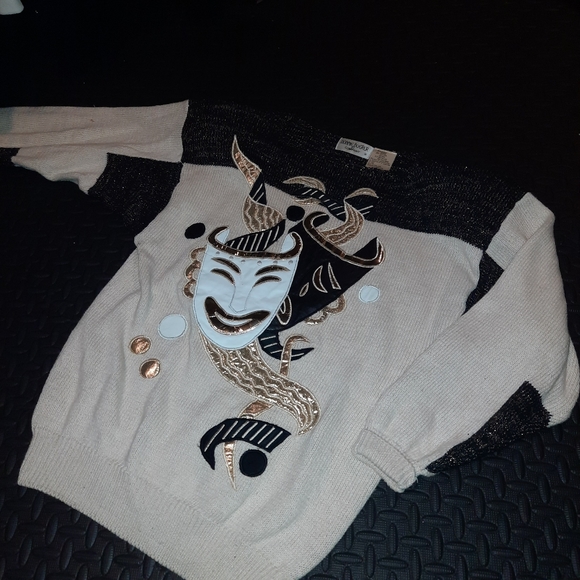 Vintage Bonnie Boerer & Company padded shoulder festive(ish) sweater - Picture 2 of 12